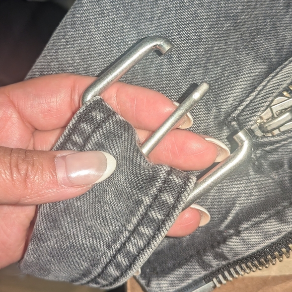 NWOT ALL SAINTS BALFERN DENIM BIKER JACKET IN WASHED GRAY - Picture 12 of 12